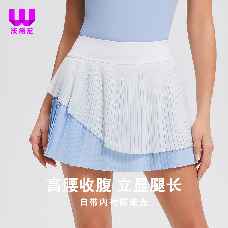 Falsa falda corta de pliegues de dos piezas anti-violación de la escuela de deportes de acondicionamiento físico ocio falda en forma de A tenis al aire libre falda de busto verano