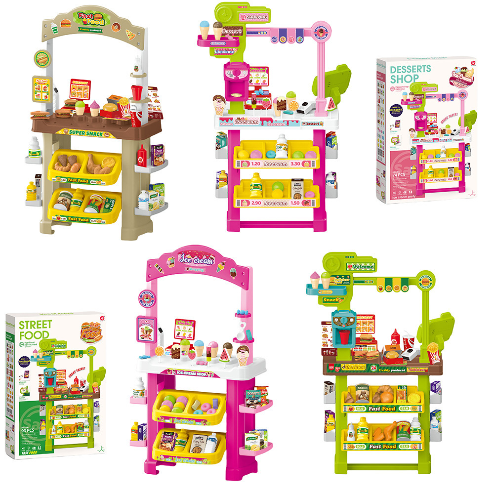 Simulación transfronteriza de supermercado para niños, juego de escaneo de tarjetas deslizantes, helado, helado, caja registradora de supermercado, juguetes