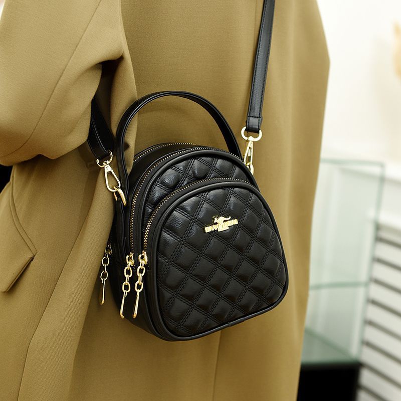 专柜正品菱格潮牌小手机包多层女士斜挎包软皮女包高级单肩