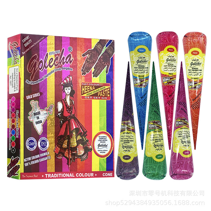 Indian Henna Long-Lasting Waterproof and Sweat-Proof Temporary Tattoo Hand-Painted Cream Body Painting Stall Special Multi-Color Optional