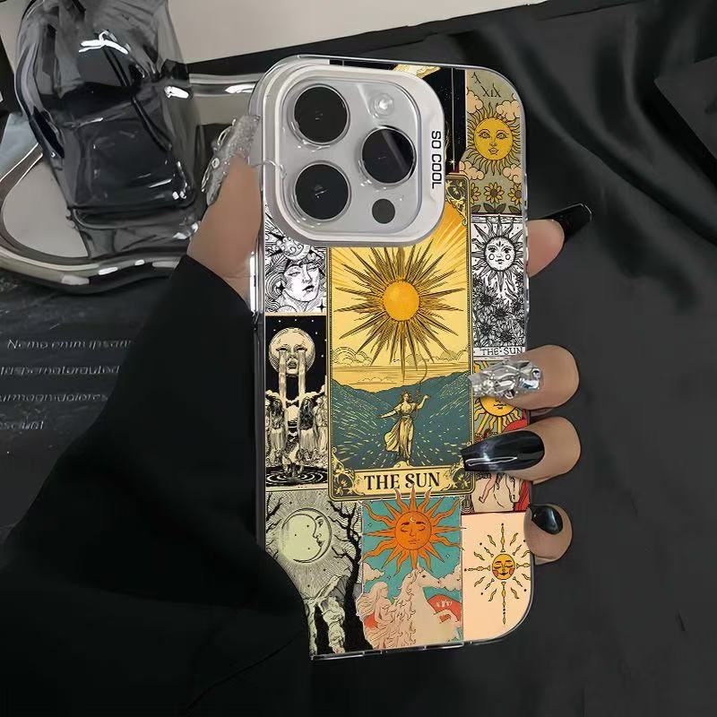 La diosa del sol es adecuada para la carcasa del teléfono móvil Apple 16Promax, carcasa de gas, iPhone15/14/13 texto 12