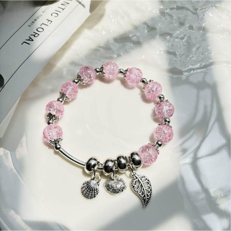 S056-핑크 쉘 잎 안전 버클 팔찌#SZ469번