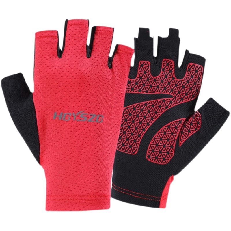 Protección solar medio dedo guantes hielo seda manicura hombres y mujeres delgada primavera y verano transpirable al aire libre equitación guantes de fuga de dedo