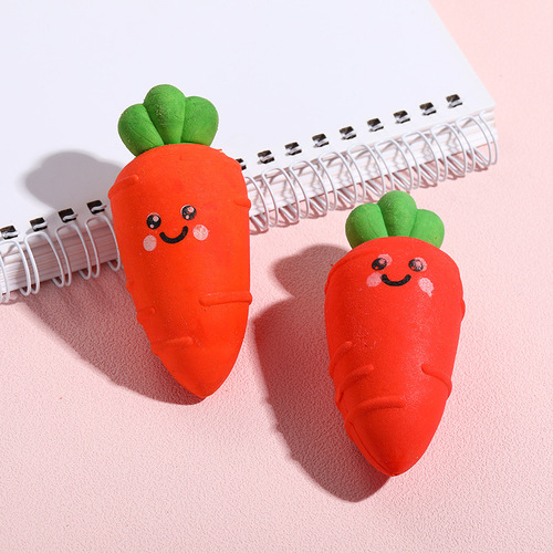 Fruit-shaped carrot-shaped prizes for primary school students, independent card packaging erasers, Korean version, cross-border e-commerce, detachable erasers, wholesale