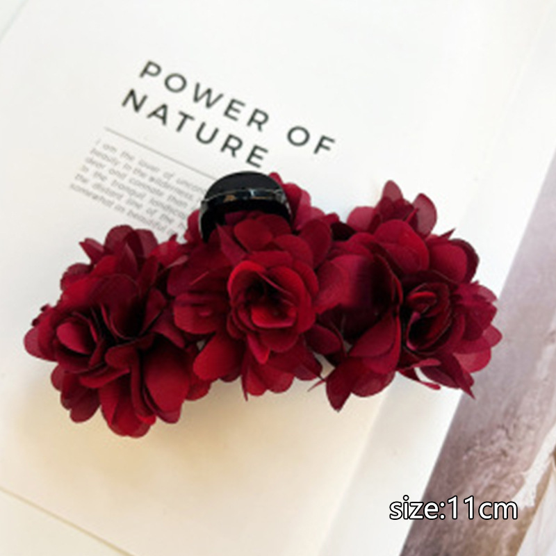 花のようなバラのヘアクリップ、前髪サイドクリップ、7cmフレンチレイジーハーフタイヘアピン|undefined
