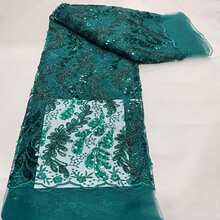 热款非洲蕾丝面料欧美中东网布刺绣亮片绣花边lace fabric现货