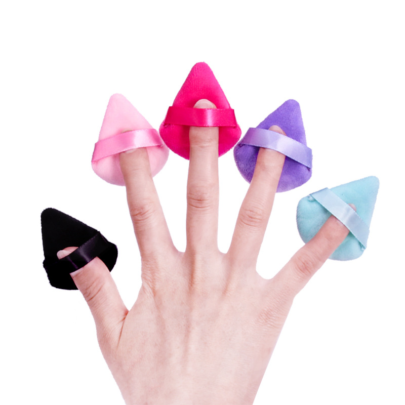 Transfronterizo mini triángulo polvo corto veludo polvo seco polvo polvo polvo de maquillaje de doble cara cristal esponja ultra suave mini polvo de polvo