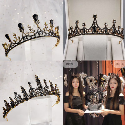 Headdress Bride 18 Mitzvah Luxurious Baroque Retro black princess birthday Crown