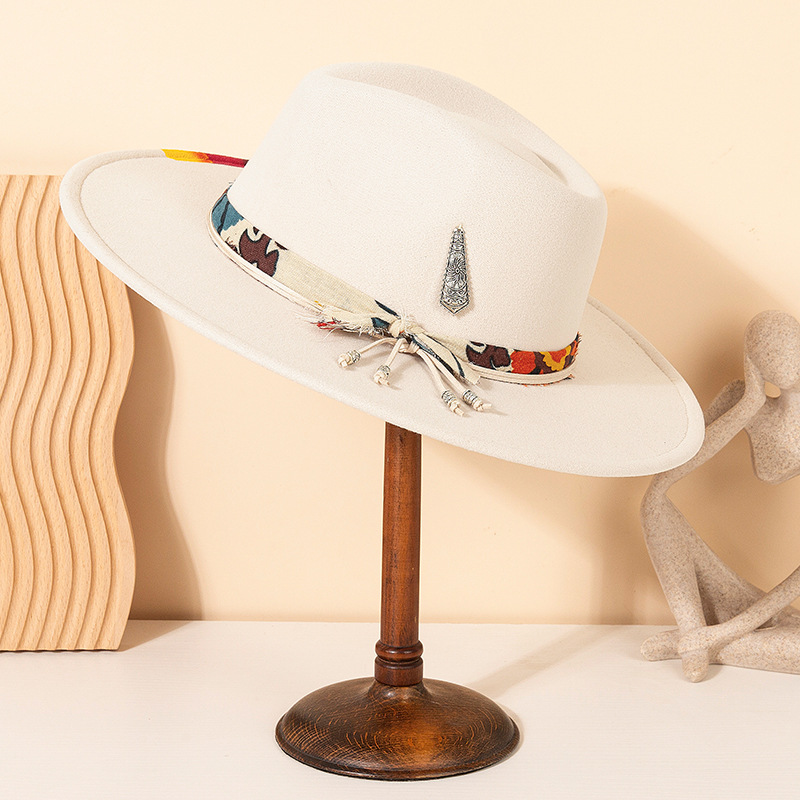 2025 European and American New Imitation Wool Felt Western Cowboy Riding Hat British Retro Hat Jazz Hat Men's and Women's Bullfighting Hat