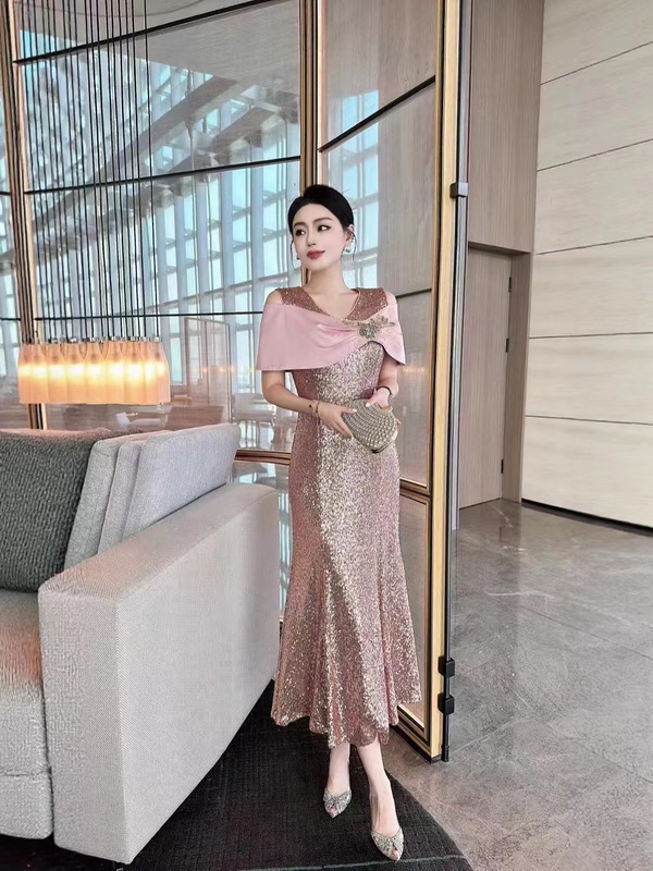 夏季专款重工高端喜婆婆婚宴妈妈装晚礼服改良旗袍高贵气质宴会轻|undefined