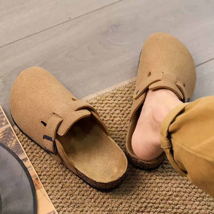 新款博肯鞋法式复古包头半拖鞋情侣外穿防滑休闲百搭懒人平底单鞋