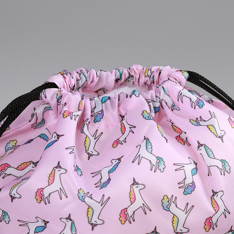 Impreso dibujos animados publicidad hombro deportes bolsa de almacenamiento ligero poliéster cordón bolsa impermeable gran capacidad mochila bolsa