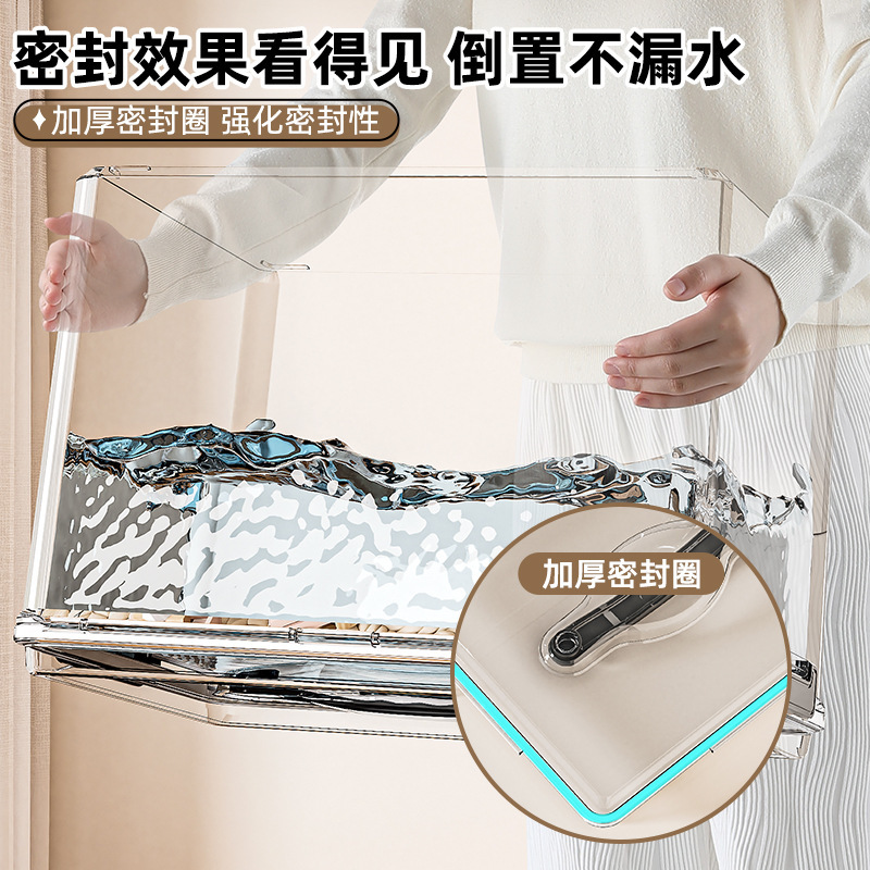 零食收纳箱密封圈食品防潮防虫储物箱大号便携提手带盖透明收纳盒|undefined