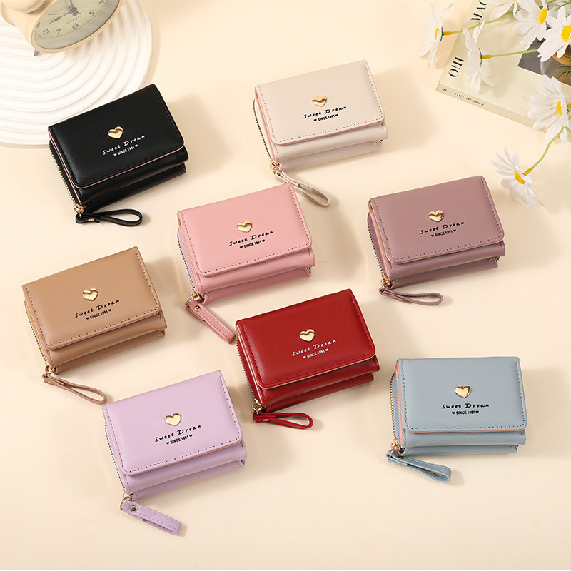 Cross-Border Supply Korean Style Women's Wallet Short Fashion Cute Coin Purse Can Hold Lipstick Keys Girls Small Wallet