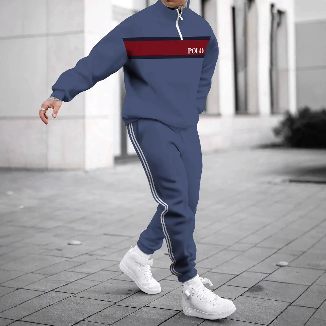 2025 Европейский и американский уличный спортивный костюм для мужчин с 3D-печатью, двухслойный с воздушным слоем, улучшенная ткань, трансграничная поставка