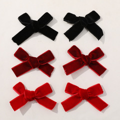 復古酒紅絲絨高級感手作蝴蝶結配飾DIY頭飾髮飾髮夾邊夾材料批發