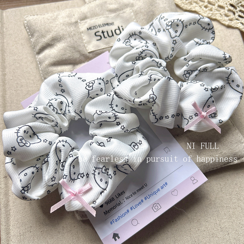 可爱卡通凯蒂猫咪发绳大肠发圈蝴蝶结高级感少女百搭发圈扎马尾皮|undefined