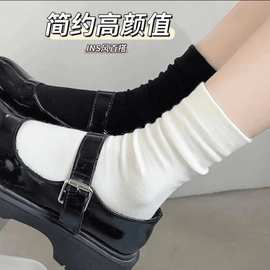 白色宽松无骨月子袜不勒腿韩系JK学生袜潮流网红软糯舒适长袜批发