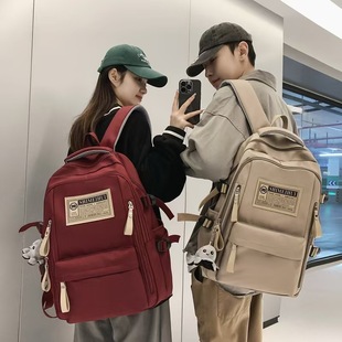 New School Bag Waterproof Middle School Student Large Capacity Solid Color Backpack Female High School Student Oxford Cloth Backpack Casual and Versatile