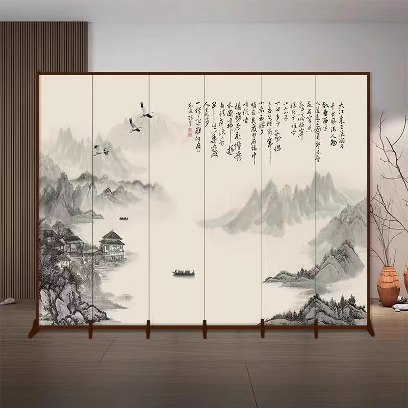 中式屏风隔断客厅办公室入户玄关茶室可折叠移动酒店遮挡隔断屏风