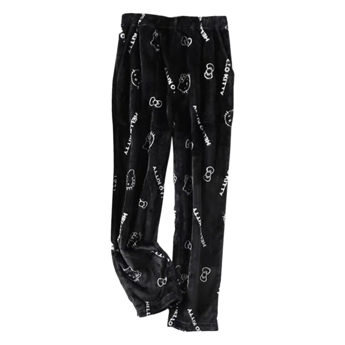 Franela de dibujos animados kt cat pijama pantalones gruesos de las mujeres otoño e invierno nuevo forro polar cálido hogar pantalones casuales hello kitty comercio exterior