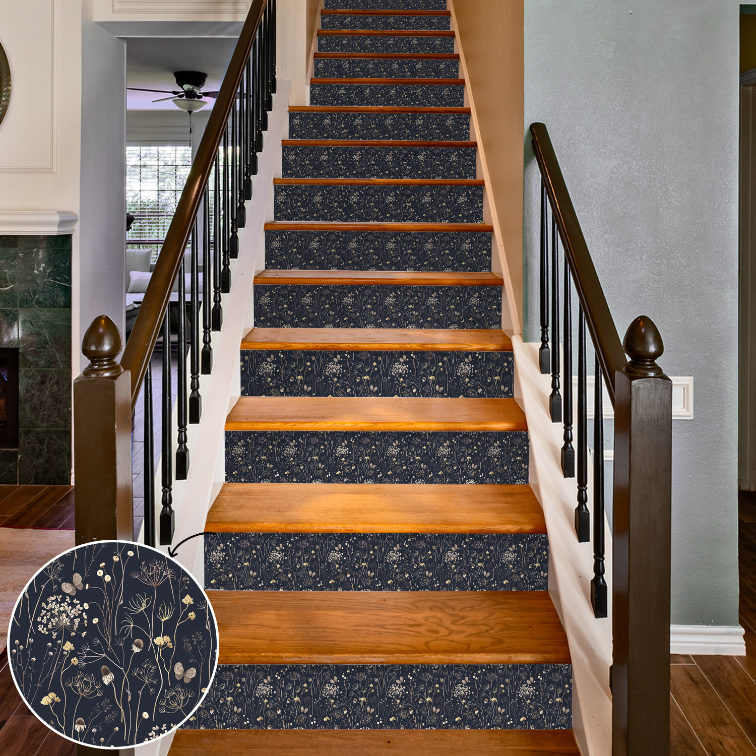 Funlife Eden bí ẩn không khí khô xương hoa dán cầu thang DIY trang trí làm đẹp giấy dán tường nền FS392