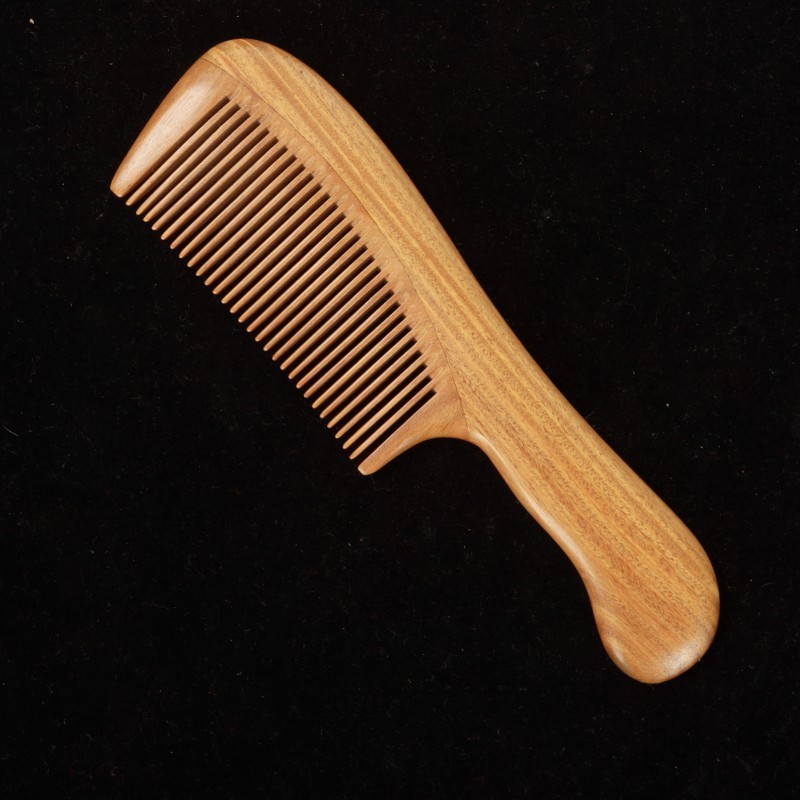 大恒緑檀木櫛 家庭用平柄緑檀木ロングヘアコーム 無垢材巻き毛用密歯球柄緑檀櫛 卸売|undefined