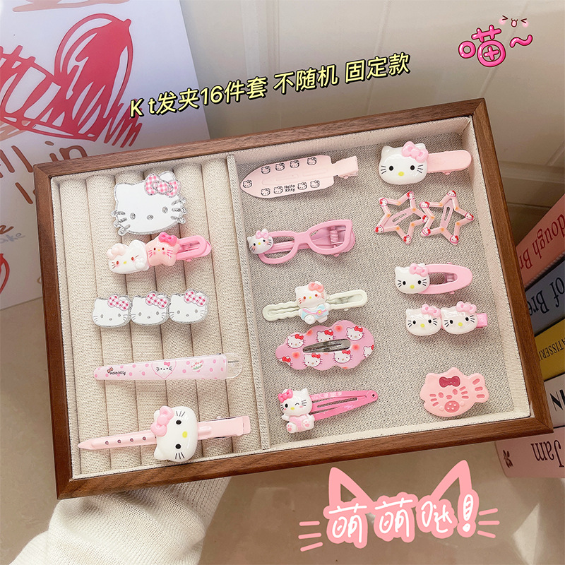 Cute Kt Pink Hairpin Set Collection Girl Bangs Cartoon Headdress Hellokitty Hair Accessories Hot Style