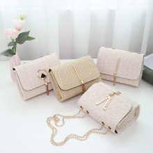 韩版女士包包bag链条草编包2025新款小众百搭大容量ins单肩斜挎包