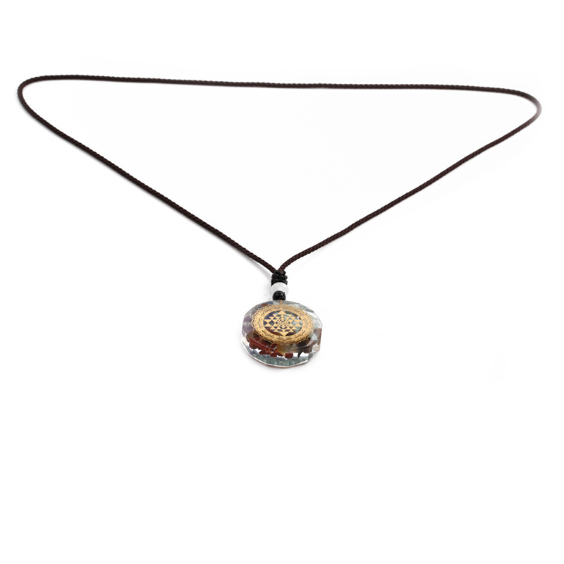 European-style rune sequin necklace flower of life seven chakra energy pendant necklace
