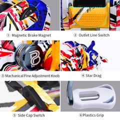 Long-range water droplet fishing reel 7.2:1 metal painted long-range fishing reel 5+1BB blackened fishing reel with unloading alarm