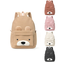 クロスボーダーかわいいクマのバックパックコーデュロイ小学生大容量バックパック旅行軽量子供のバックパック