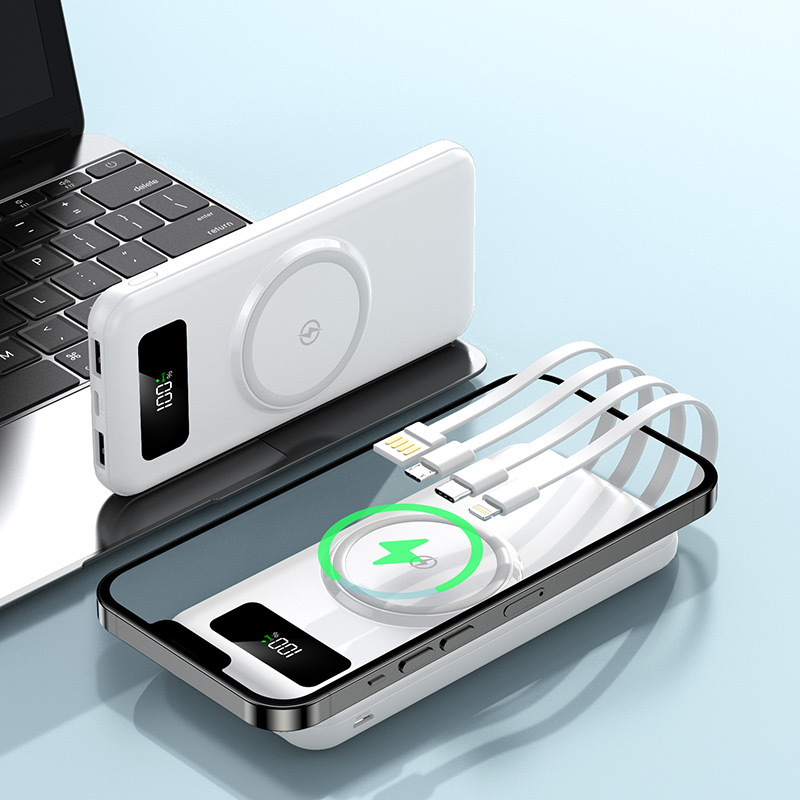 1w mAh carga rápida al aire libre gran capacidad delgada portátil de cuatro cables fuente de alimentación portátil de gran capacidad