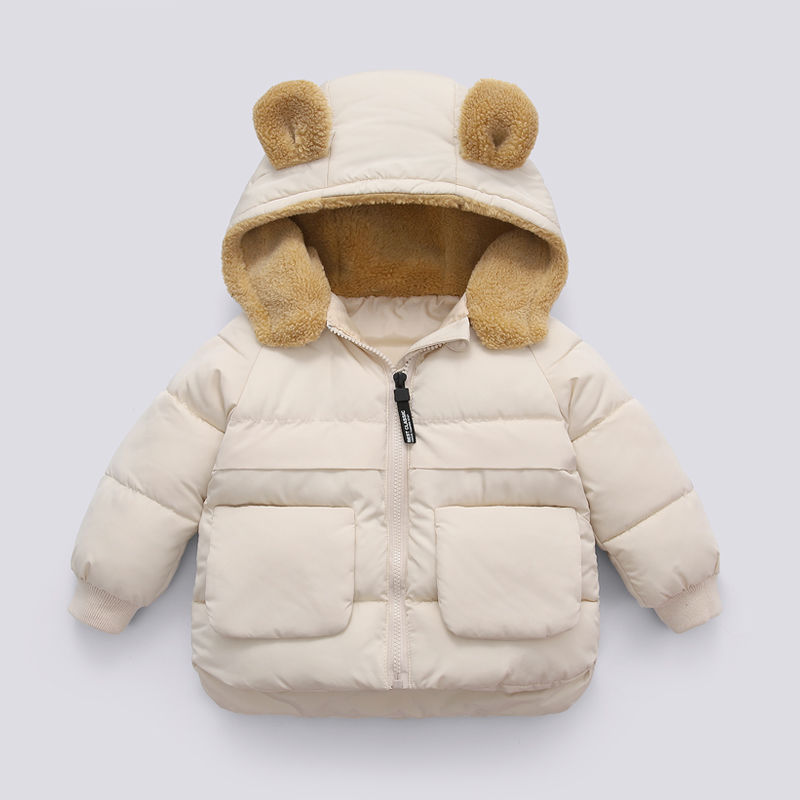 Abrigo acolchado de algodón para niños de las niñas abrigo de lana de cordero 2024 nuevo Otoño e Invierno corto engrosado abrigo cálido con capucha