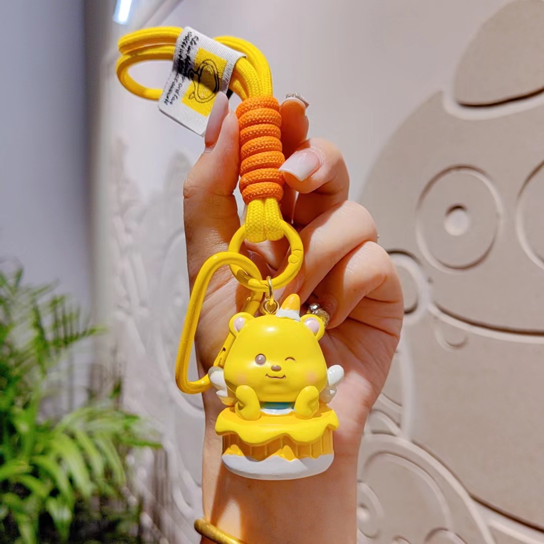 Llavero de oso de resina con colgante de muñeca de dibujos animados, cadena para teléfono móvil para mujer, llavero, colgante decorativo para bolso.