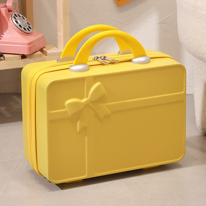 Suitcase 14inch Luggage Fashion Mini Bow Makeup Bag Wedding Bridesmaid High-Looking Accompanying Gift Box Suitcase 14inch Luggage Fashion Mini Bow Makeup Bag Wedding Bridesmaid High-Looking Accompanying Gift Box