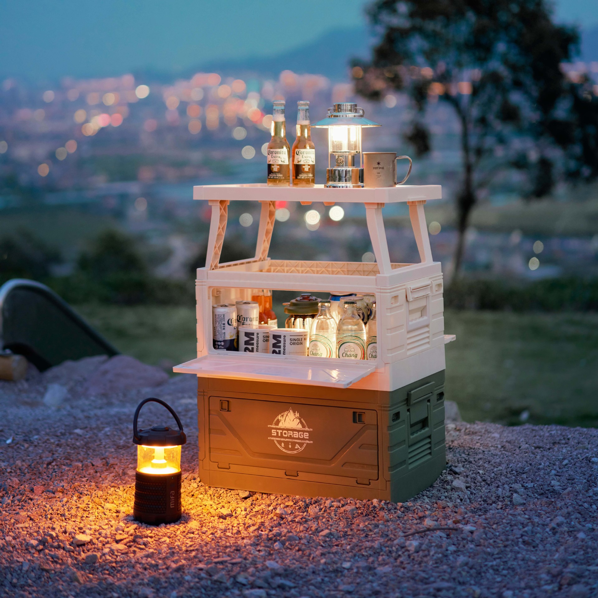 户外露营折叠箱车载后备箱带桌野营野餐储物收纳箱工业风渔具箱柜