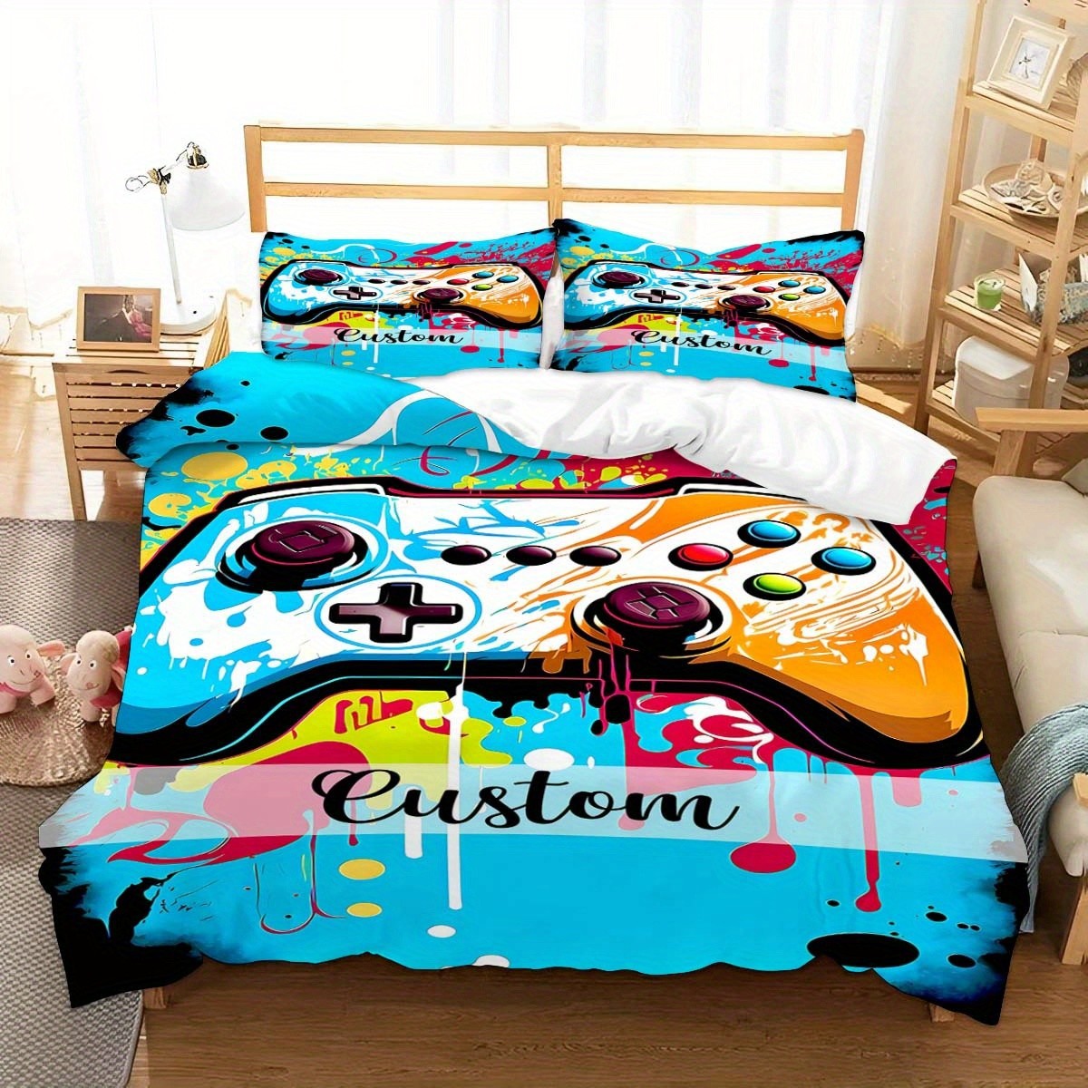 Textil doméstico transfronterizo molienda digital impresión quilt kit mango de juego fuente de fábrica graffiti llevar TEMU / JIT