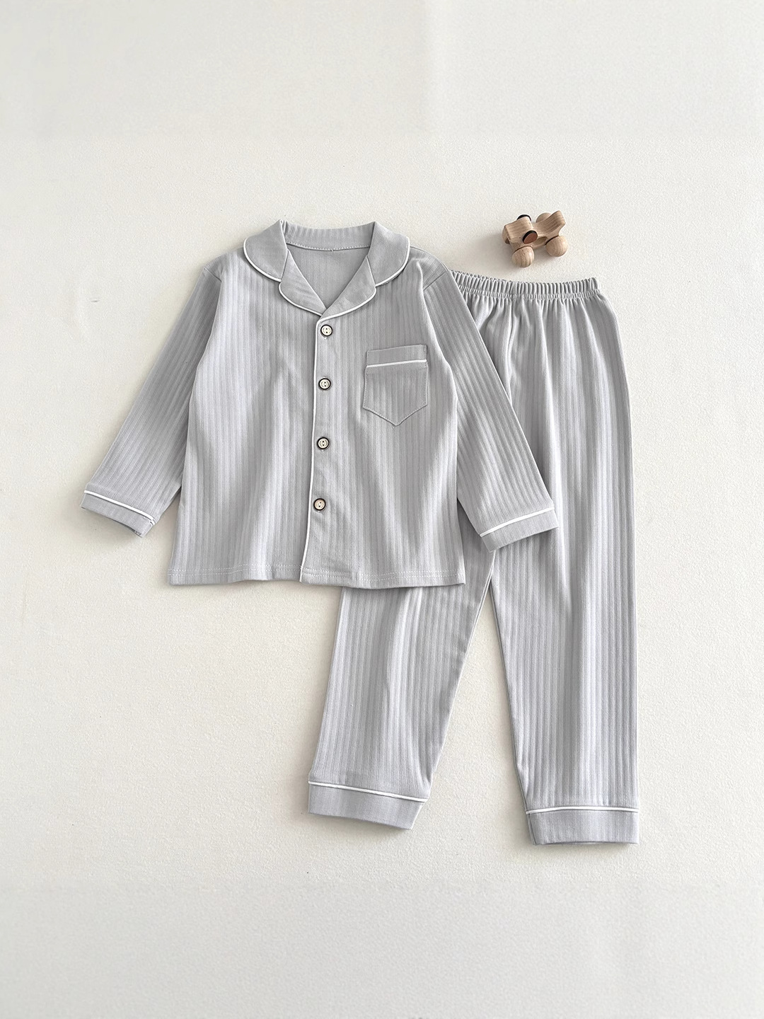 [Personalizada] Niños otoño invierno nuevo pijama peinado algodón antibacteriano cardigan de manga larga set de solapa para niños y niñas
