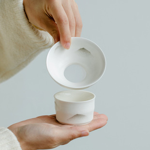 Changpu Ju Guanshan straight tube tea leakage Group tea filter screen tea compartment white porcelain tea set tea water separation kung fu tea set accessories