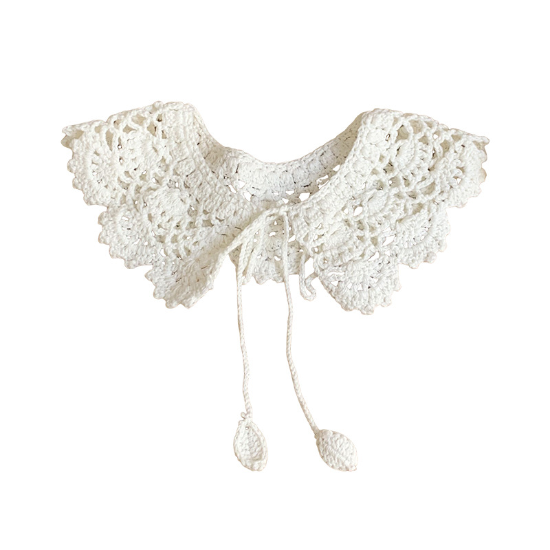 Cuello falso cuello niños bordado camisa de encaje hueco decoración pequeña fresca lazo muñeca cuello flor chal protector solar