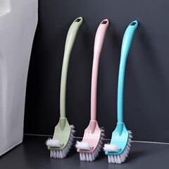 ベース付きトイレブラシ、両面厚みのあるロングハンドル、デッドコーナー除去、トイレブラシ、浴室掃除、曲がり目トイレ掃除