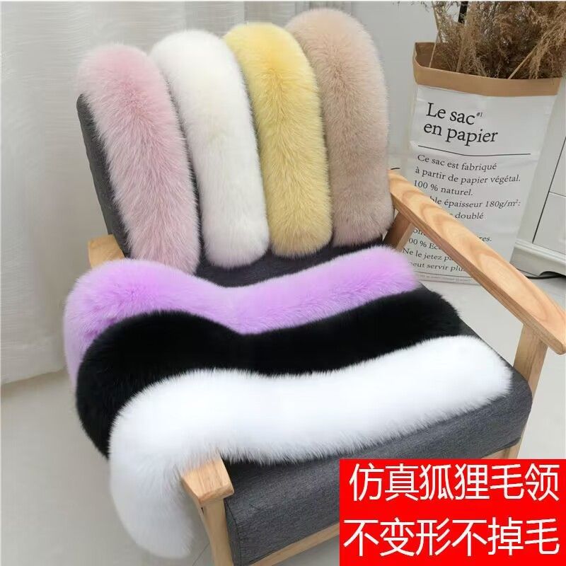 狐狸白色毛领仿貉子毛毛领子女羽绒服毛领单买通用帽条跨境厂批发