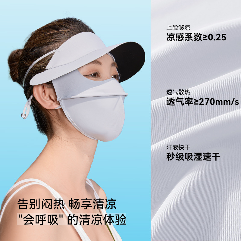 Máscara de protección solar que cubre todo el rostro, cara de seda de hielo para damas, sombrero de protección UV de Gini, protector de cuello, máscara de protección solar transpirable integrada