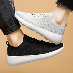 2024 spring lace-up cushioning running shoes for men and women cross-border large size fly knit casual sports shoes Sneakers
