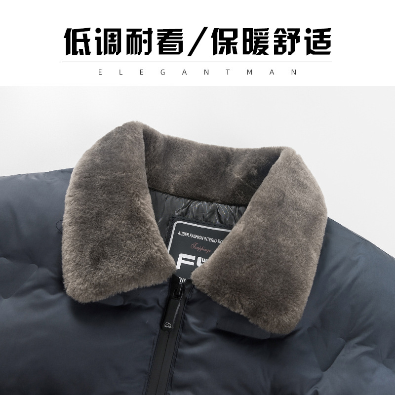 Abrigo acolchado de algodón para hombres Top casual de negocios Otoño e Invierno Nuevo papá desgaste solapa engrosada abrigo de cuello de piel caliente ropa de hombre