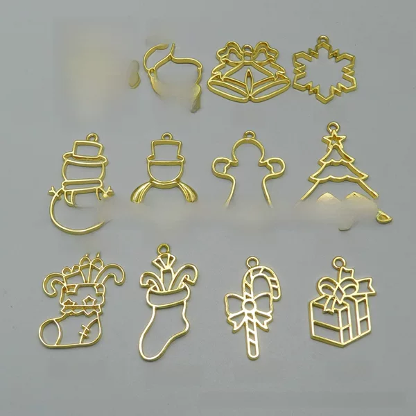 Color retention Christmas series uv drop glue border zinc alloy metal hollow border diy jewelry accessories handmade materials