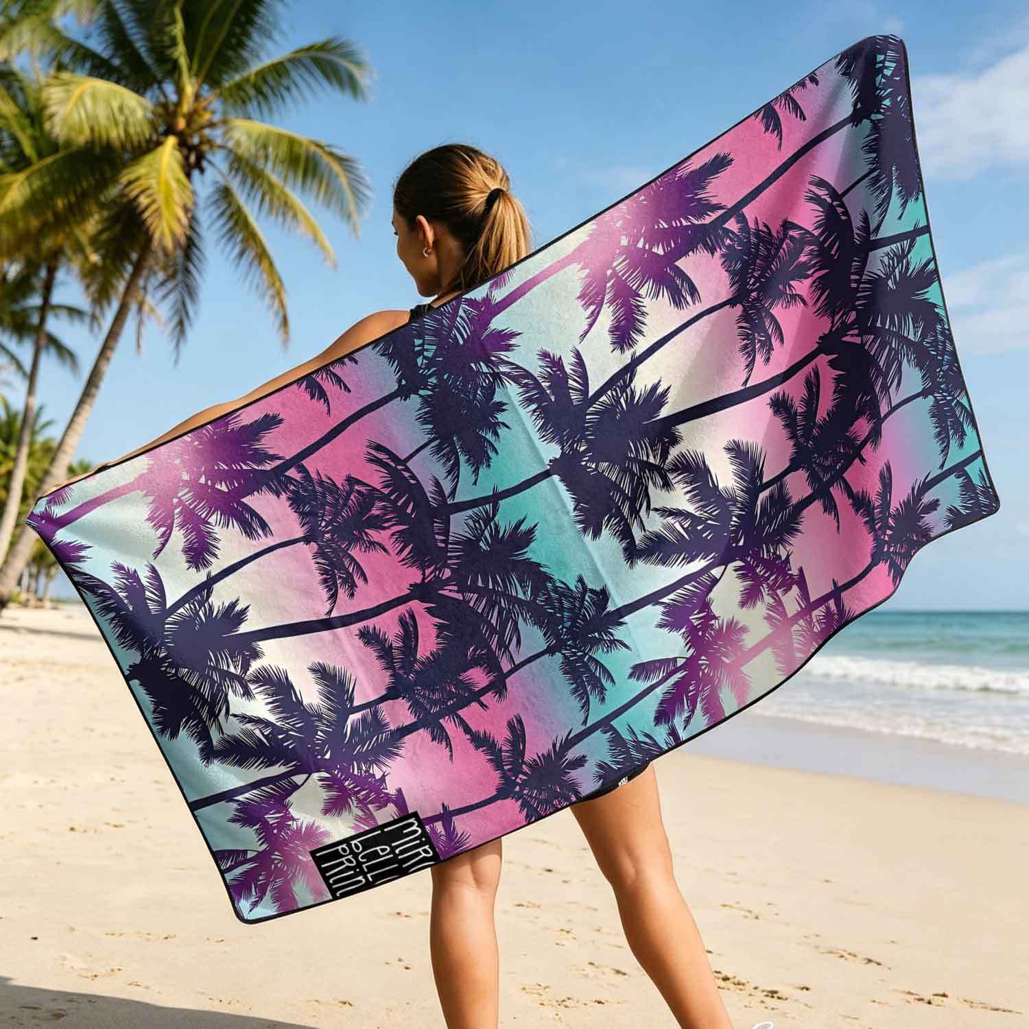 Printed bath towel and car seat cover 2-in-1, ultra-fine fiber outdoor beach and car dual-use universal seat cushion