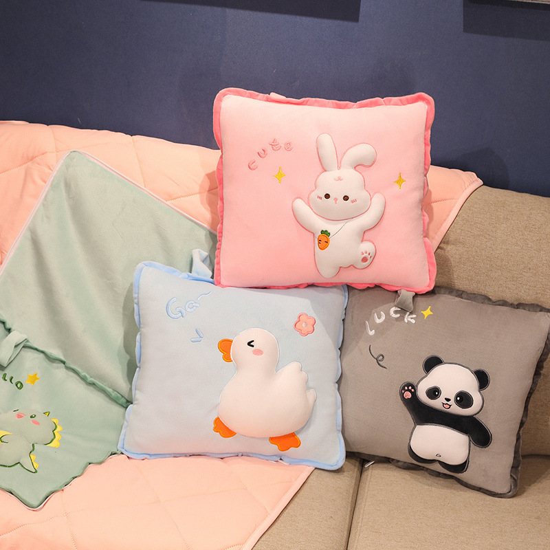 Panda almohada edredón de doble uso engrosada manta siesta Oficina conejo blanco almohada aire acondicionado plegable almohada de coche
