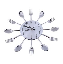 金属厨房不锈钢刀叉静音时尚挂钟网购热销产品